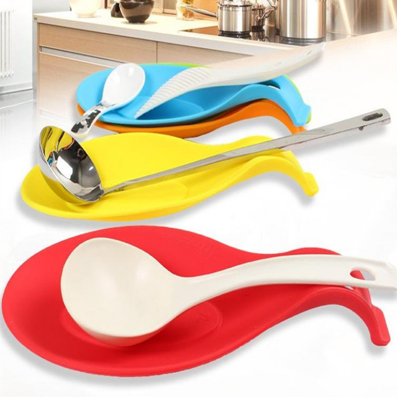 Multipurpose Silicone Spoon Rest Food Grade Silica Gel Spoon Holder Drink Glass Coaster Pot Stand Placemat Kitchen Tool 6zCF419