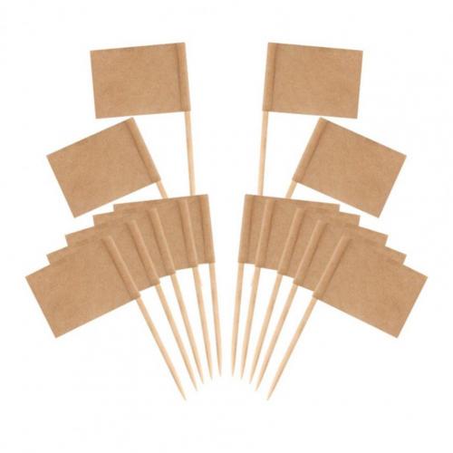 Mini drapeau blanc attrayant pour gâteau, 2 couleurs, 100 pièces/ensemble, décoration de fête: Light Brown