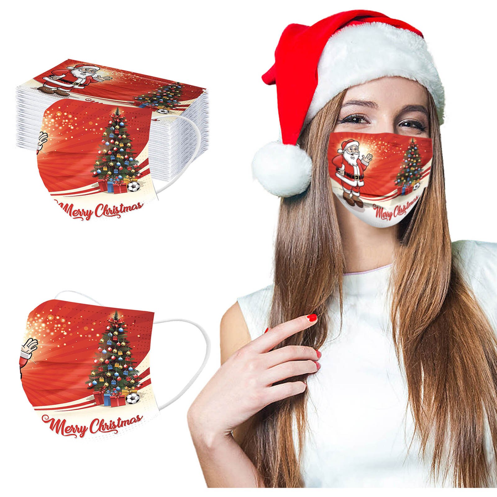 10/50 Stuks Kerst Masker Elanden Vrolijk Kerstfeest Decoraties Voor Huis Kerst Ornament Xmas Navidad Jaar