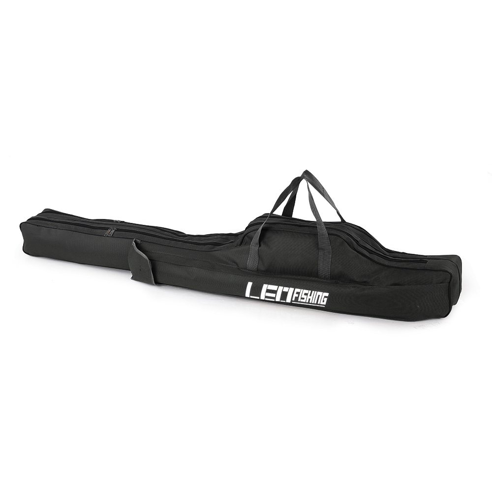 LEO Fishing Rod Bags 100cm/150cm Foldable Multi-function Fishing Bags Fishing Tackle Storage Case with Pouch Holder for Pesca: black 150 cm