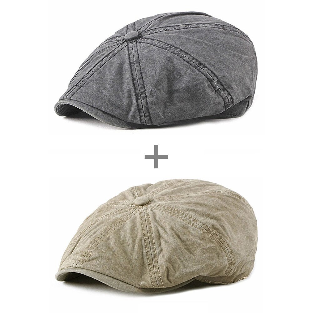 [AETRENDS] de Denim de algodón octogonal sombreros para hombres de Ivy Gatsby taxista conducción sombrero gorra Z-6833: Black and Khaki