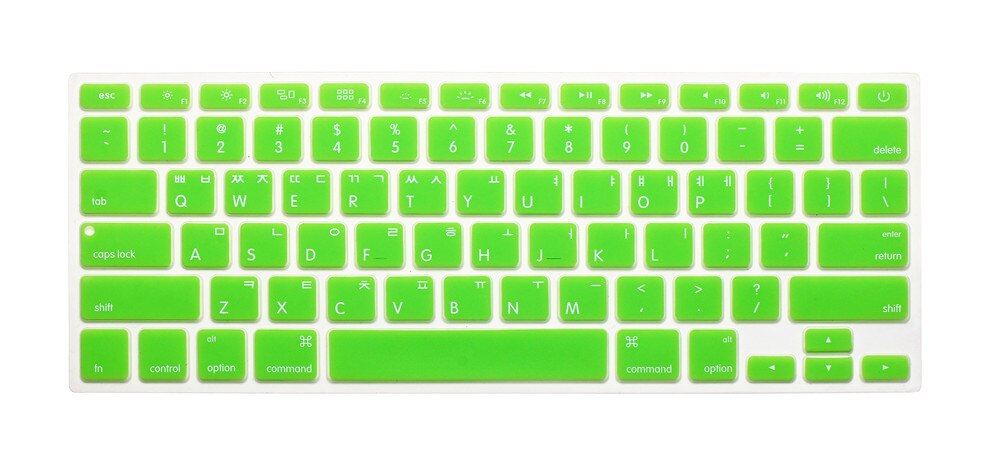 Koreański klawiatura pokrywa dla macbook Air 13 pro15 cal A1466 A1278 A1502 A1398 na laptopa Retina na klawiaturę kolor folia na klawiaturę: green