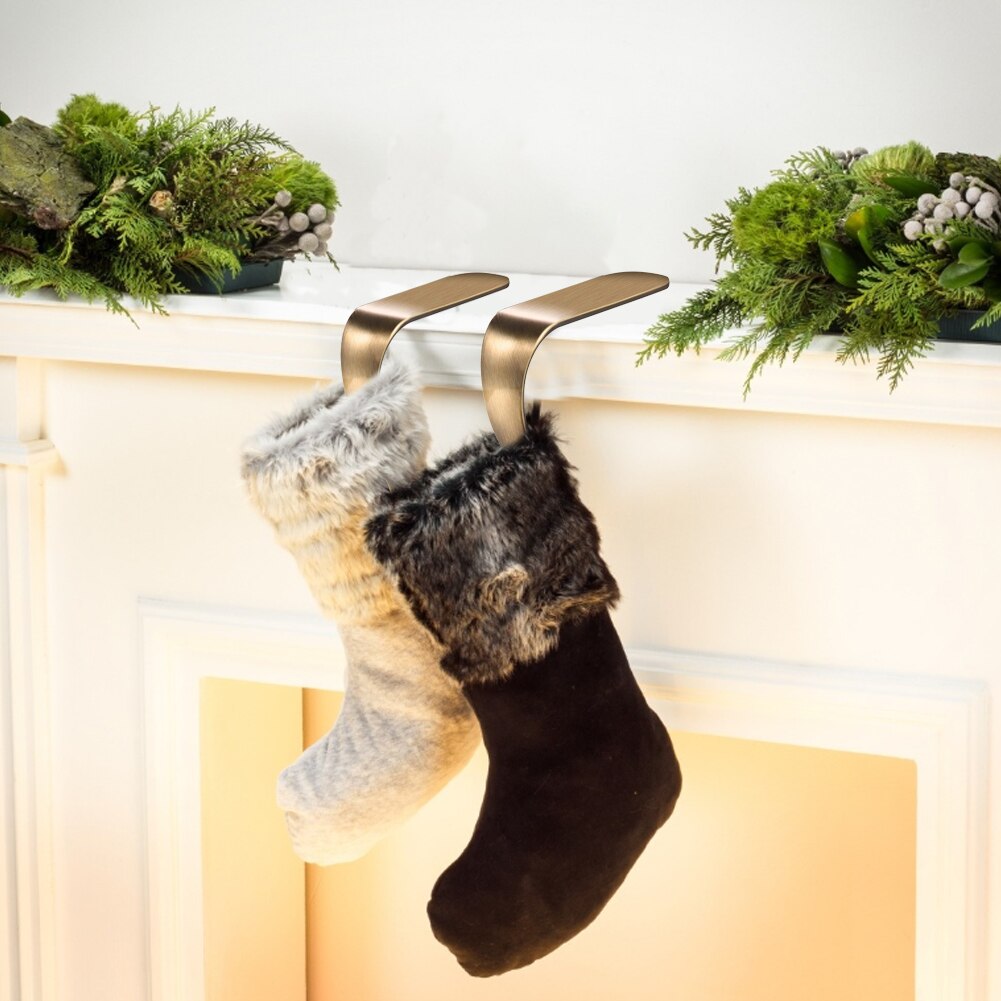 Christmas Stocking Holders Hooks Fireplace Mantel Hanger Metal Hanging Clip