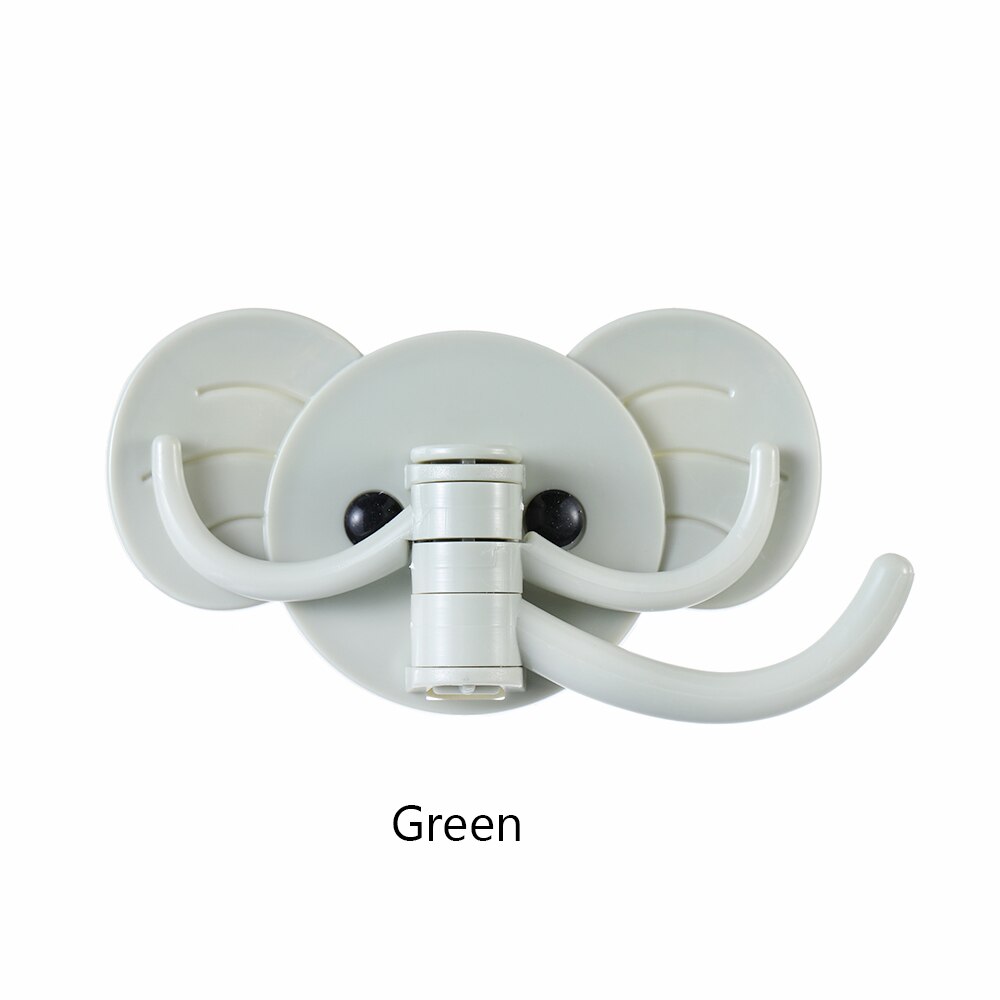 Rotary Elephant Traceless Sticking Hook Towel Storage Rack Seamless Adhesive Hooks Wall Hanger Bathroom Kitchen Supplies: green
