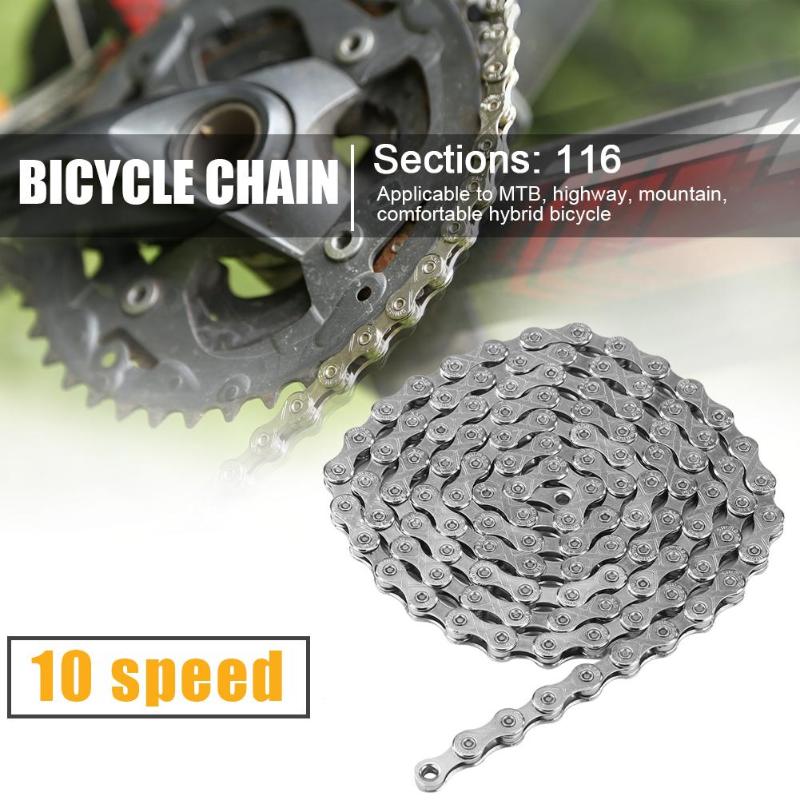 Practical Sturdy 10 Speed 116 Links Mountain Road Bicycle Easy Installation Chain for Outdoor Bike Tackles 210mmX65mmX10mm