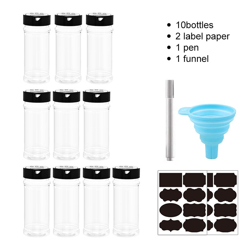 Recipiente de plástico para sal y pimienta, contenedor de especias con etiquetas sin BPA, juego de tarros de cocina, herramienta para barbacoa, 10/15/20/Uds.: Gris oscuro