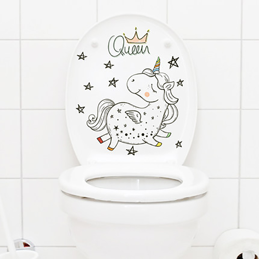 Waterproof Wall Stickers Lovely Cartoon Toilet Sticker Home Bathroom Decoration Self-Adhesive Sticky Paper