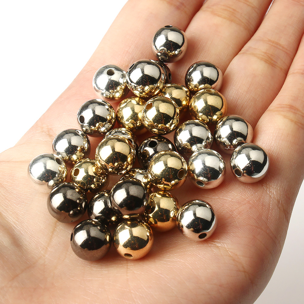 3/4/6/8/10/12mm Ronde Spacer Kralen CCB Goud Zilver Kleur Gladde losse Bal Kralen voor Armband DIY Sieraden Maken Accessoires