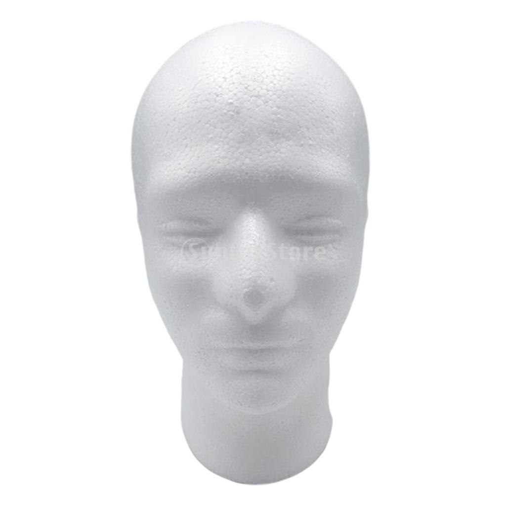 Wit Piepschuim Mans Mannequin Hoofd Stand Model Voor Pruik Hoofddeksels Display Oefenpop