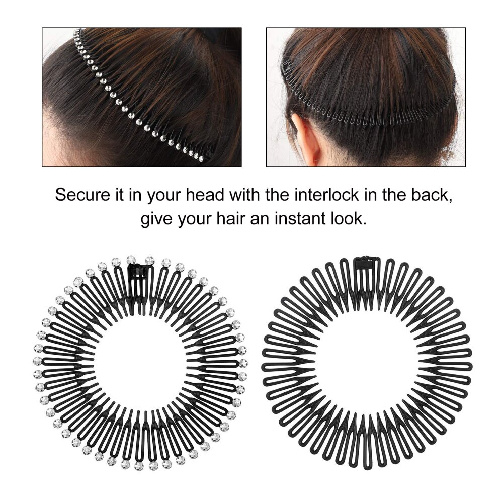 12Pcs Stretch Hair Comb Flexible Plastic Circle Comb Full Circular Headband Full Circular Stretch Combs Flexible Hair Comb