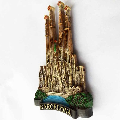 Spain Barcelona fridge magnet sagrada familia 3D building decoration sticker travel souvenir resion kitchen paste