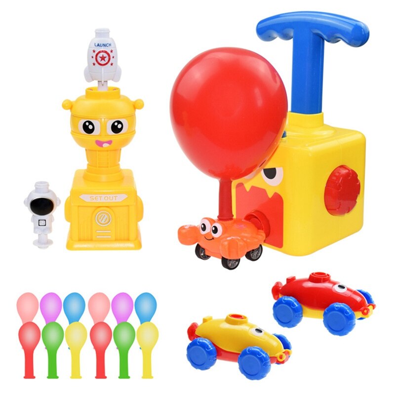 Ballon Aangedreven Launch Auto Opblaasbare Ballon Pomp Hand Push Mini Plastic Air Power Ballon Racer Voertuig Auto Speelgoed Voor Kinderen