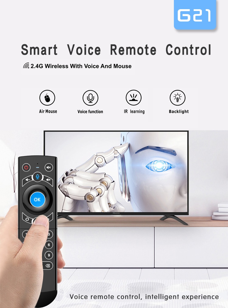 VONTAR – télécommande vocale G21 PRO, clavier sans fil 2.4G, souris Air avec gyro d&#39;apprentissage IR, pour Android TV Box H96 MAX X3 Pro