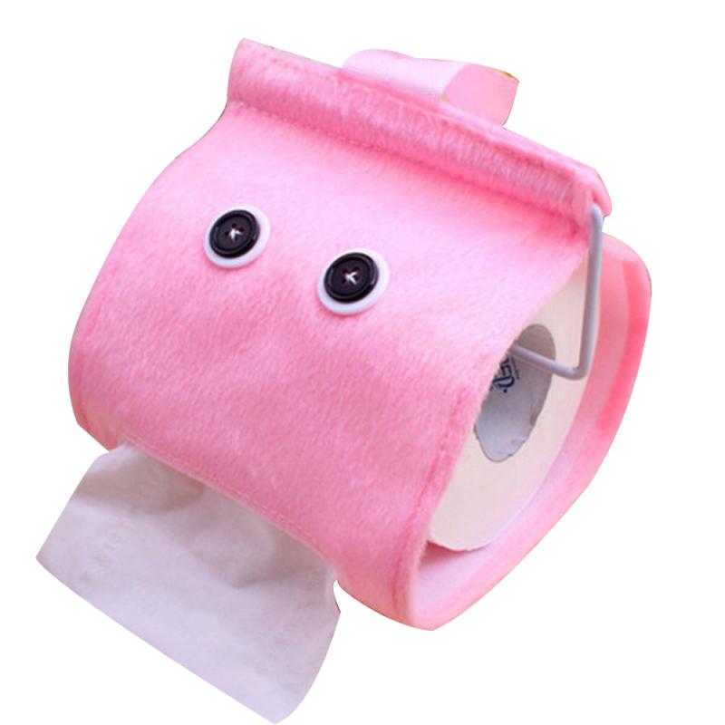 Hanging Tissue Holder Paper Holder Dispenser Cover Plush Cloth Toilet Paper Container Box Cute Bathroom Storage Paper Cover: pink