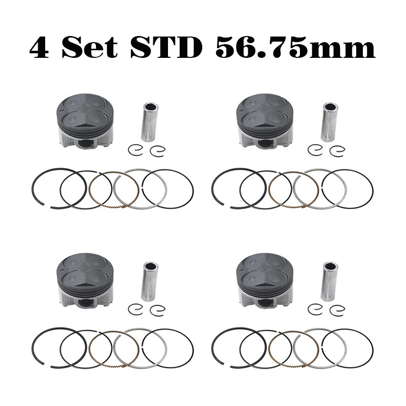 4 Uds de pistón de la motocicleta y anillos Kit para YAMAHA FZR400RR 3TJ FZR 400 RR SP 3TJ FZ400 4YR STD 56mm 56,25mm 56,50mm 56,75mm 57mm