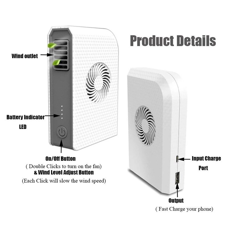 Vogek 2-In-1 6000Mah Power Bank Met Mini Airconditioner Draagbare Powerbank Externe Batterij Station Charger voor Multifunctionele