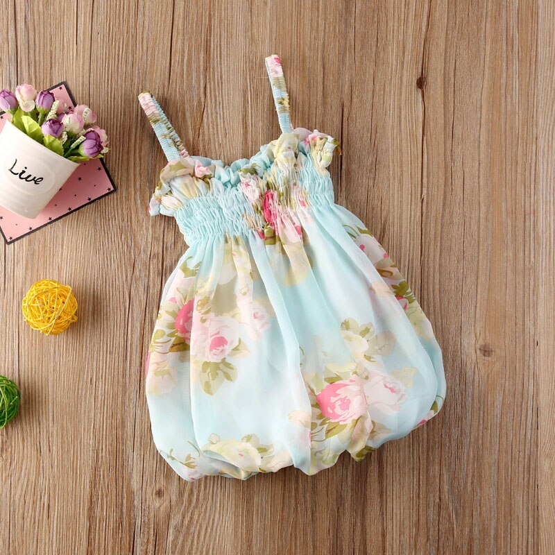 0-24m babymeisjesjurkjes in 4 kleuren, zomerbloemenprint, ruches, mouwloos mini-jurkje, zomerjurkje