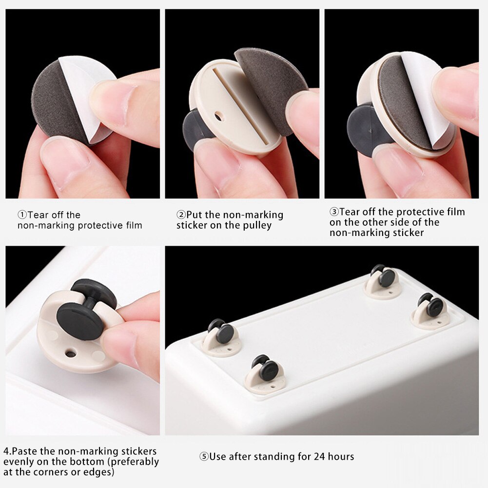 Furniture Castors Wheels Storage Box Pulley Scroll Wheel Fixed Castors Adhesive for Garbage Storage Box LAD