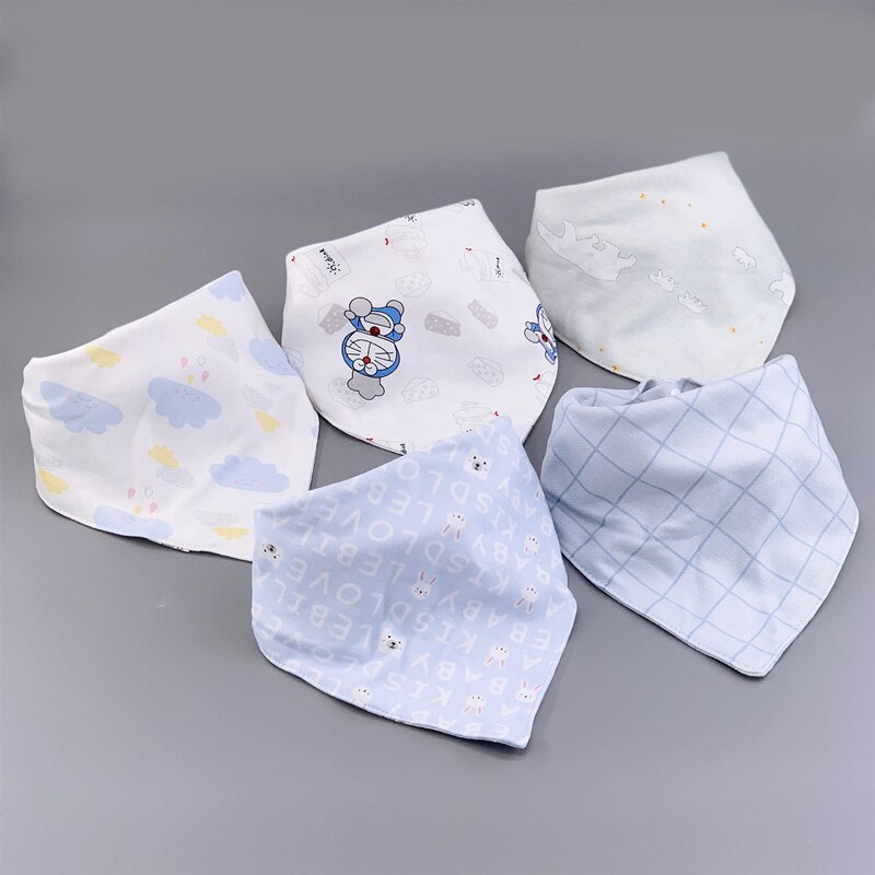 Bandand-bavoirs en coton, ensemble de bavettes en coton, en Triangle, Double couche, 5 pièces/paquet, d'anniversaire pour bébé: 45