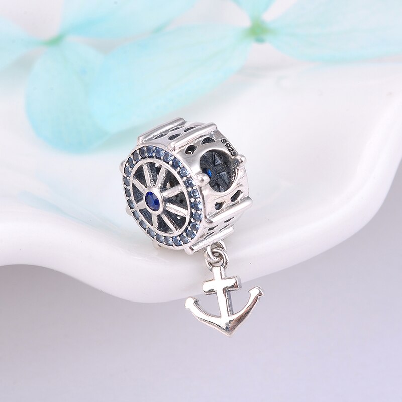 Abalorios de ancla de Plata de Ley 925 auténtica, compatibles con pulsera Europea Original, fabricación de joyas, colgantes de , 100%