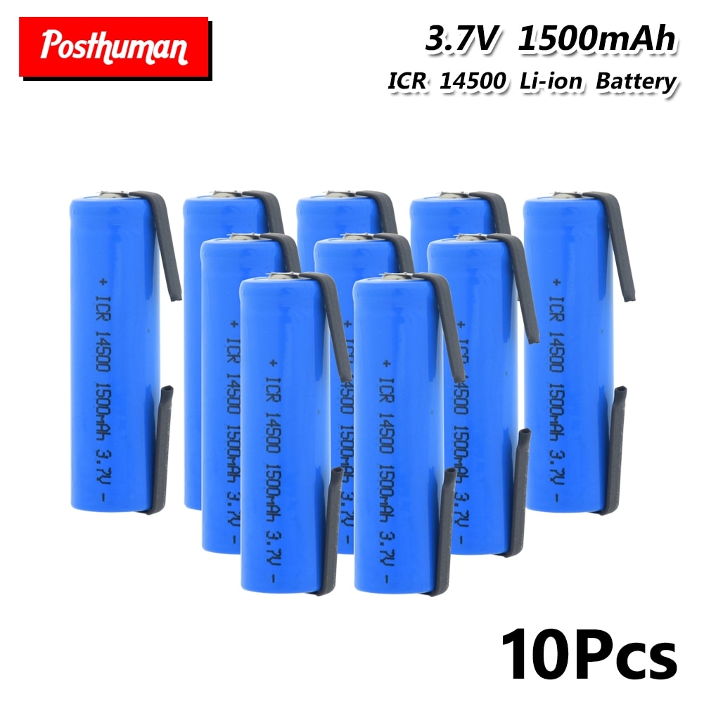 ICR 14500 Batteria Al Litio 3.7V 1500mAh Batterie Ricaricabili di Saldatura Nichel Copriletto batterie Per LED Torcia Della Torcia Elettrica