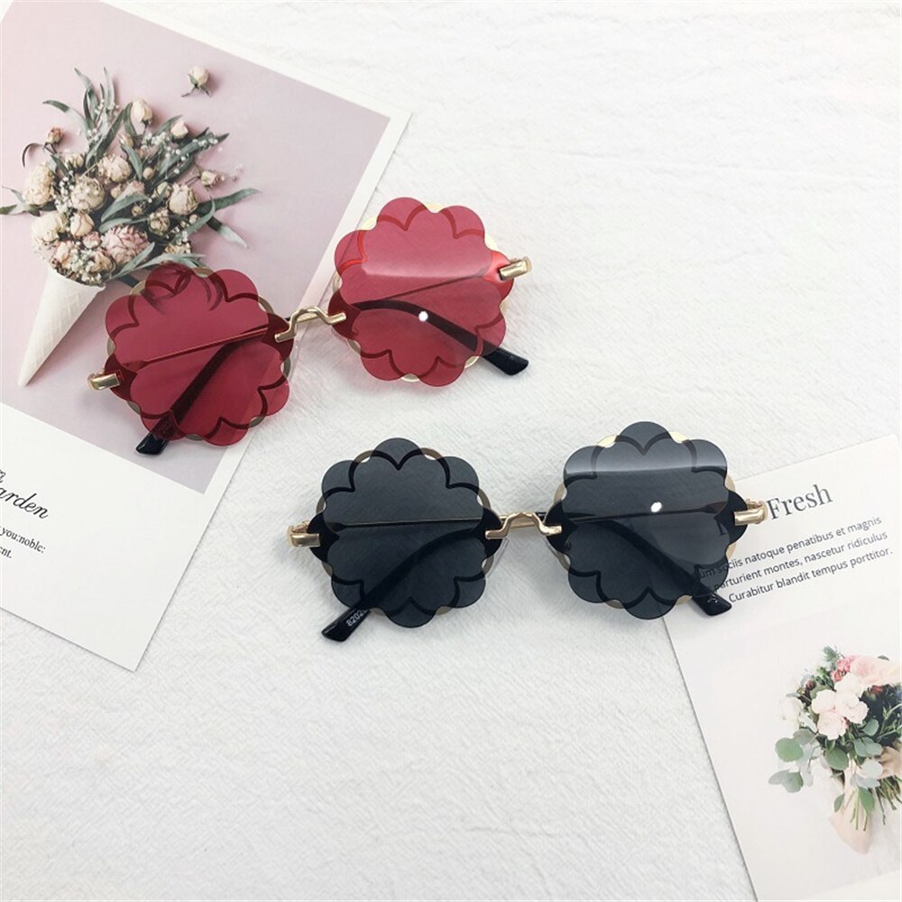 1ps Glasses Flower Goggles Cute Style Party Eyewear Children Outdoor Sun Cute Frame Party Kids Sunglasses Rimless