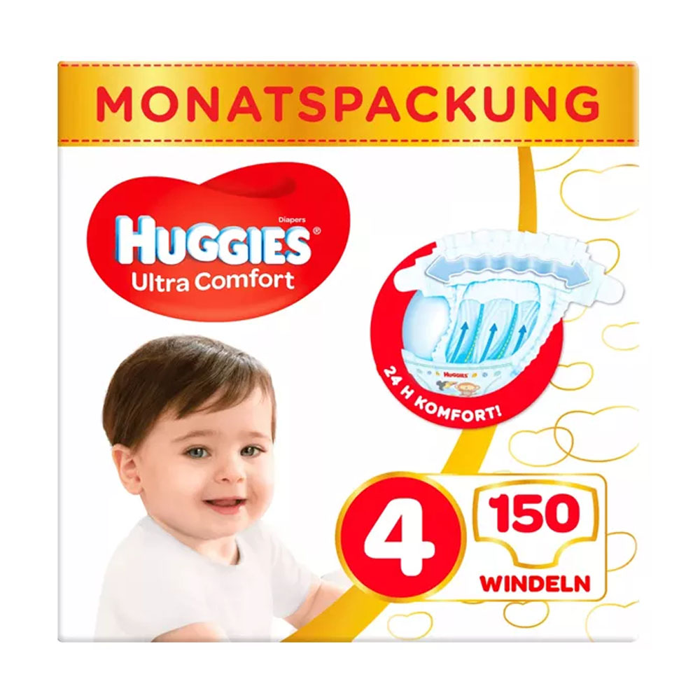 Huggies Pañales UC Talla 3 (168 unidades), Talla 4 (150 unidades), Talla 5 (126 unidades), Talla 6(102 unidades)