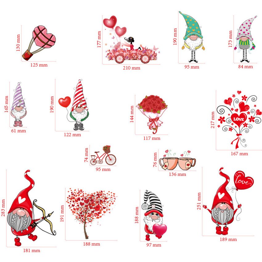 Valentine's Day Love Window Sticker Heart Wall Sticker Cabinet refrigerator Home Decor Decals glass/door wallpaper Decor