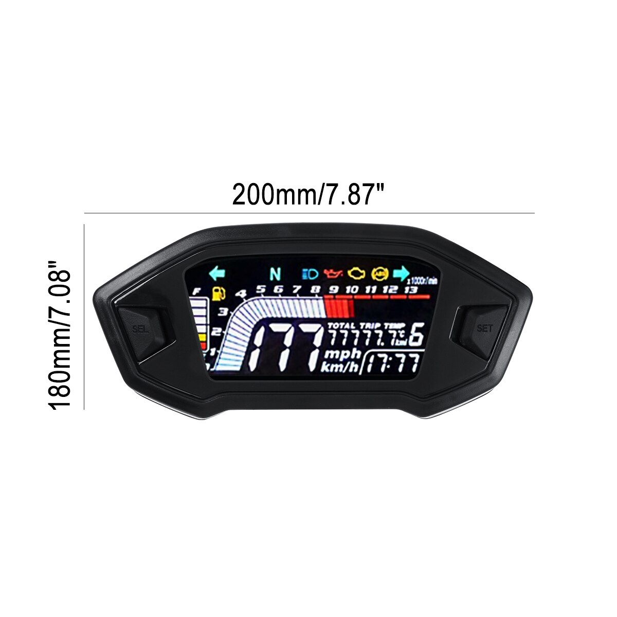 Motorcycle Lcd Snelheidsmeter 13000 Rpm Optionele Achtergrondverlichting Digitale Odemeter Toerenteller Met Digitale Sensor Voor 1,2,4 Cilinder