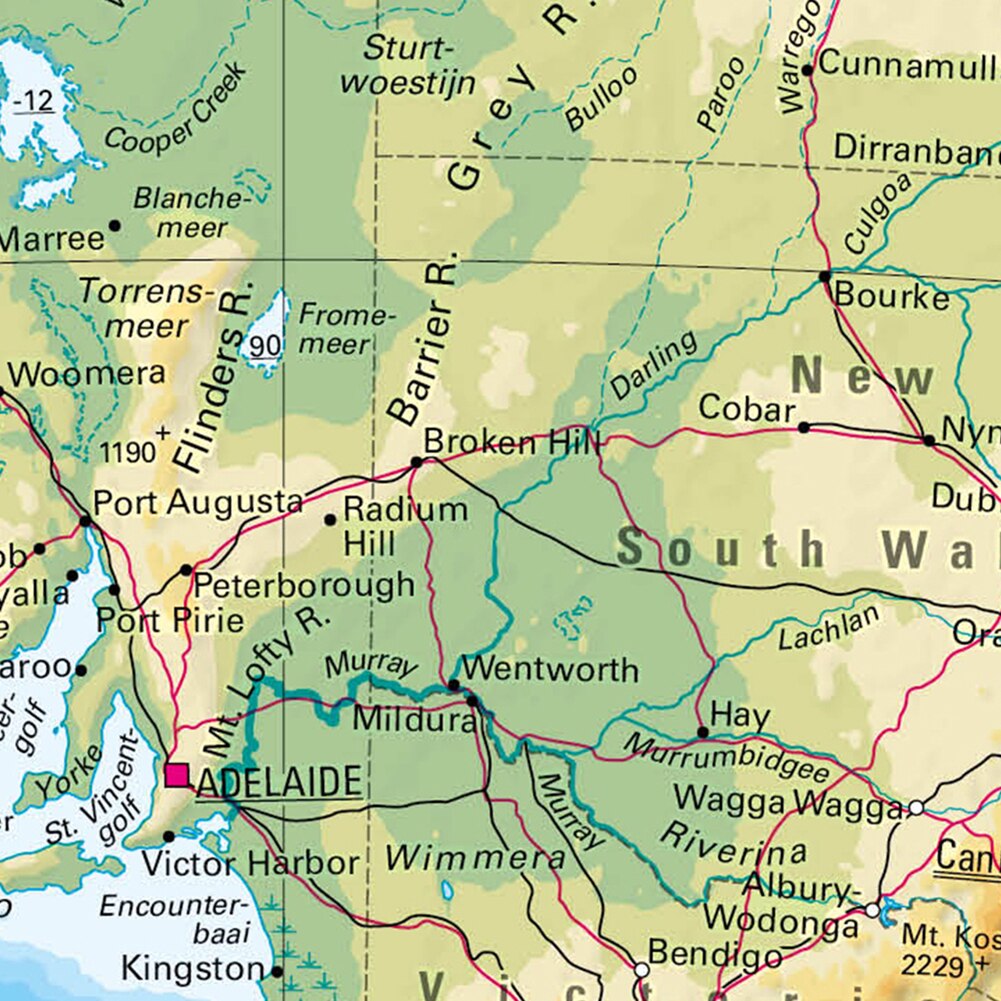 150*150cm Topographic Map of Oceania In Dutch Wall Poster Vinyl Canvas Painting Classroom Home Decoration School Supplies