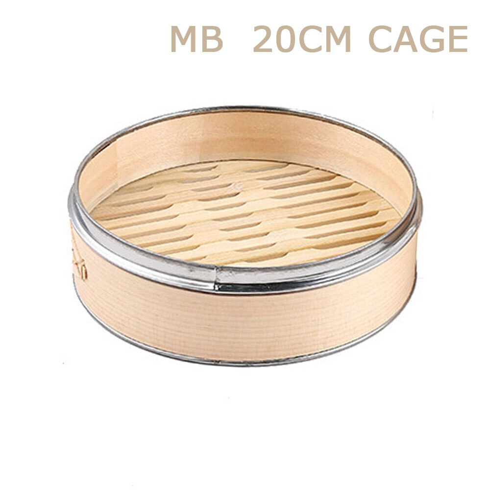 Stainless Steel Edging Bamboo Steamer Dim Sum Dishes Fish Steamer Rack Instant Pot Steamer Basket Wooden Steamed Buns Cookware: 20cm cage
