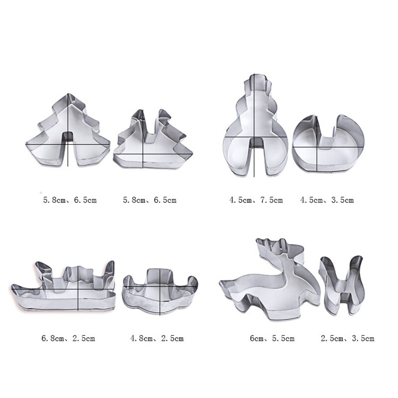 8/10 stuks 3d roestvrijstalen kerstdecor uitstekers en uitstekers set koekjesvorm fondant koekjesvorm bakgereedschap: 8-- delige set