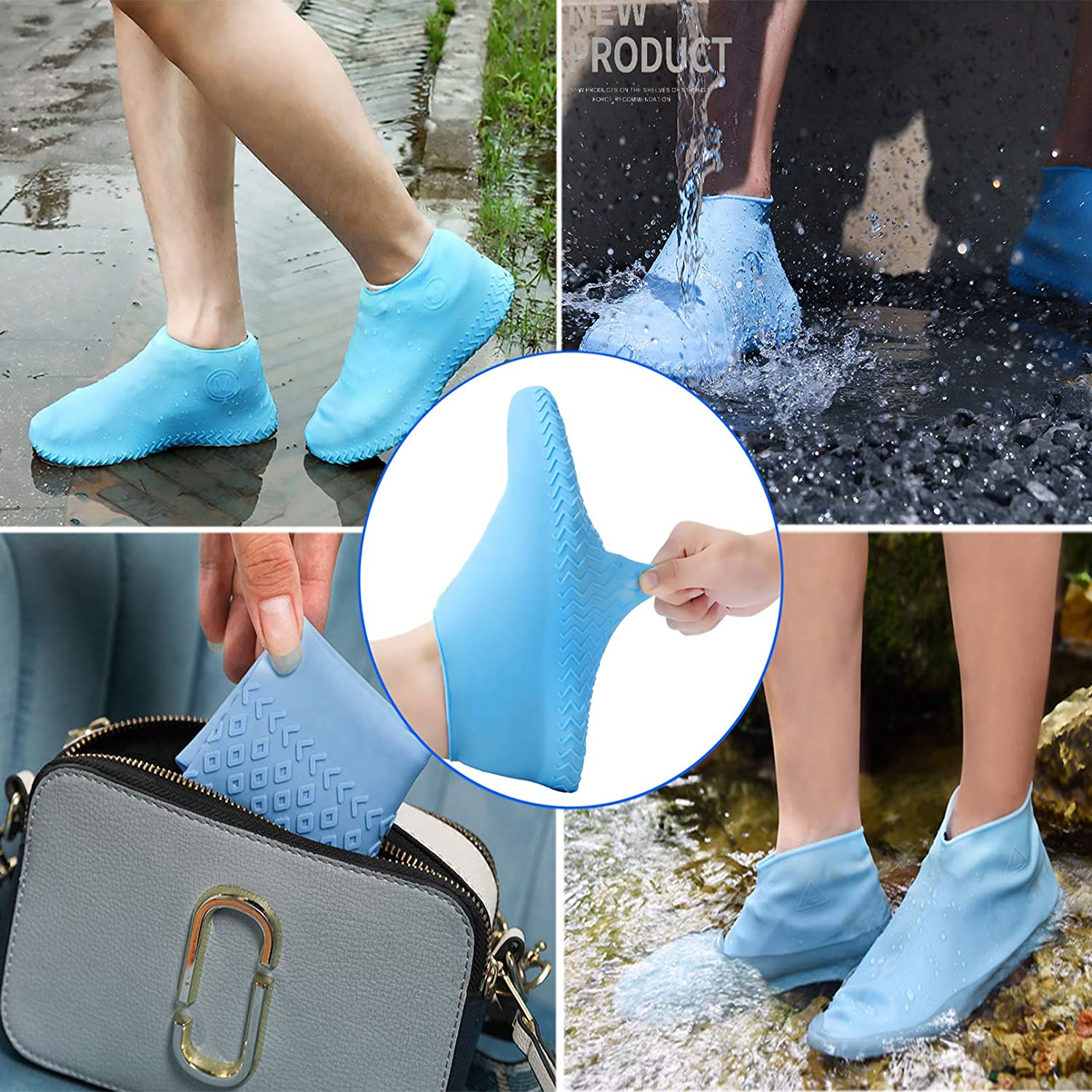 Stivali di gomma alla moda copriscarpe impermeabili in lattice riutilizzabili copriscarpe antiscivolo in Silicone copriscarpe accessori per scarpe Unisex