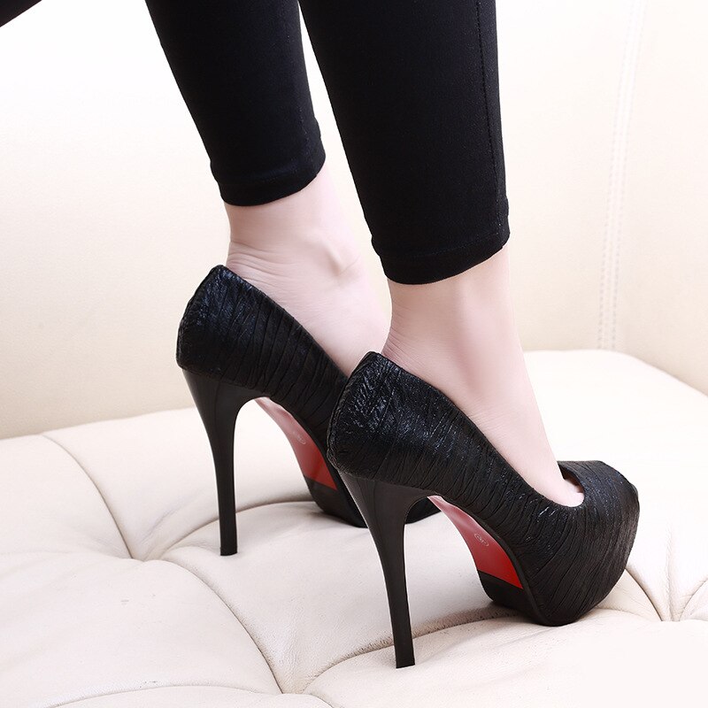 Platform Hoge Hakken Schoenen Pompen Vrouwen Schoenen Bruiloft Schoenen Vrouw Peep Toe Pumps Platform Stiletto Hakken Talon Femme