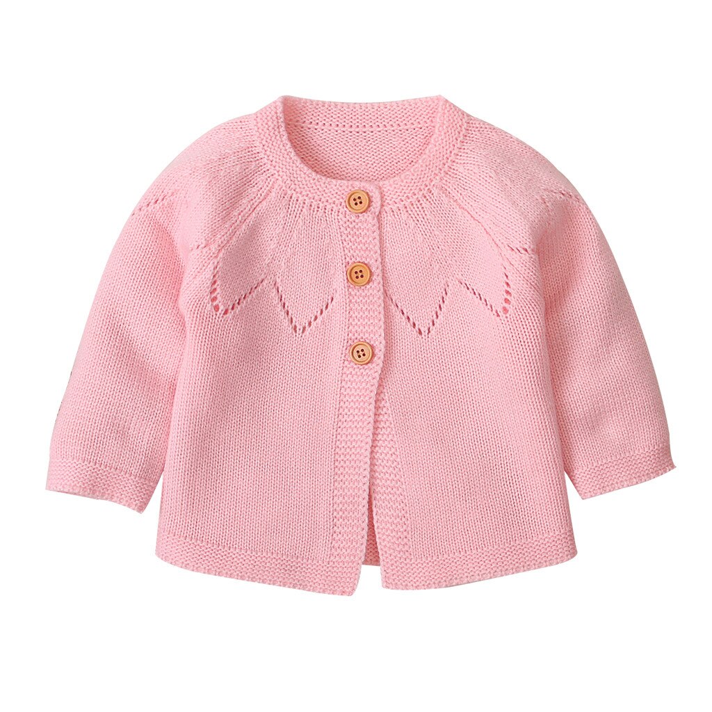 ARLONEET vêtements bébé garçons filles Cardigan Crochet pull printemps automne à manches longues tricot pull manteau: Pink / 18M