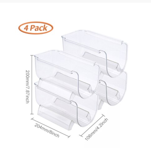 4 -pak akryl køleskab organisator stabelbar vinholder køkkenflaske opbevaringsreol flasker display hylde køkken organizer: 4pc
