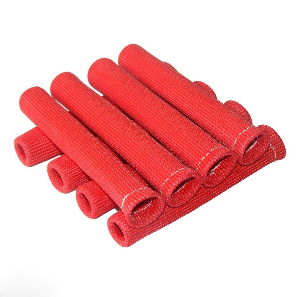 8PCS Black Red 1200° Spark Plug Wire Boots Heat Shield Protector Sleeve SBC BBC 350 454