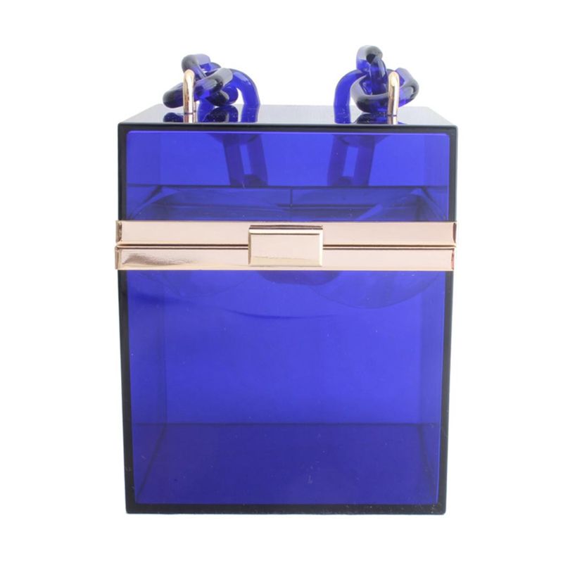 Transparente acrílico Prom Clutch Purse boda banquete bolso cadena correa para mujeres niñas: Azul
