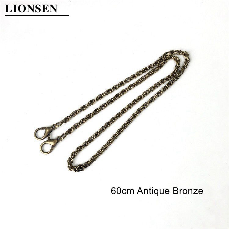 Lionsen 120cm 60cm Ersatz Kette Riemen Metall Verknüpfung Spange Geldbörse Kette Tasche Griff Schulter Kreuz Körper Handtaschen Kette Gurt: 60cm Bronze-