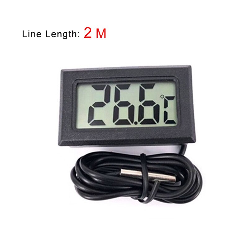 Mini dijital LCD termometre buzdolabı dondurucu için sıcaklık-50 ~ 110 derece su geçirmez akvaryum termometresi dijital LCD 1/2 /3/5M: Black 2m Line