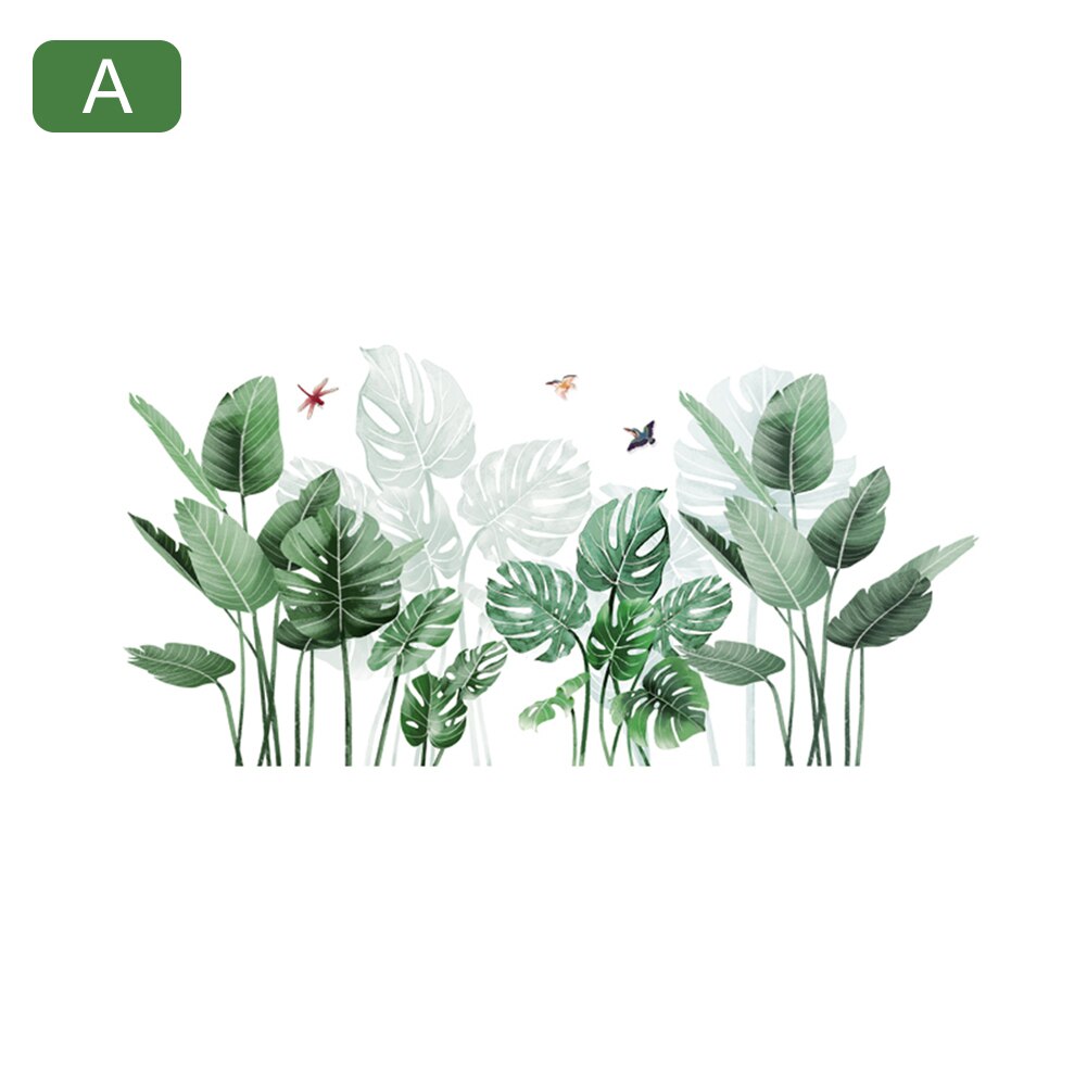 Removable 3D Green Plant Wall Stickers DIY Large Leaf Art Decoration Stickers Family Living Room Bedroom: 70x50cm