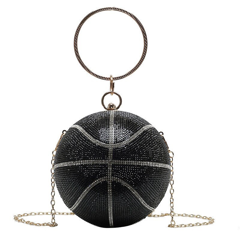 Borse da basket con pochette rotonde con strass di tendenza: BLACK II