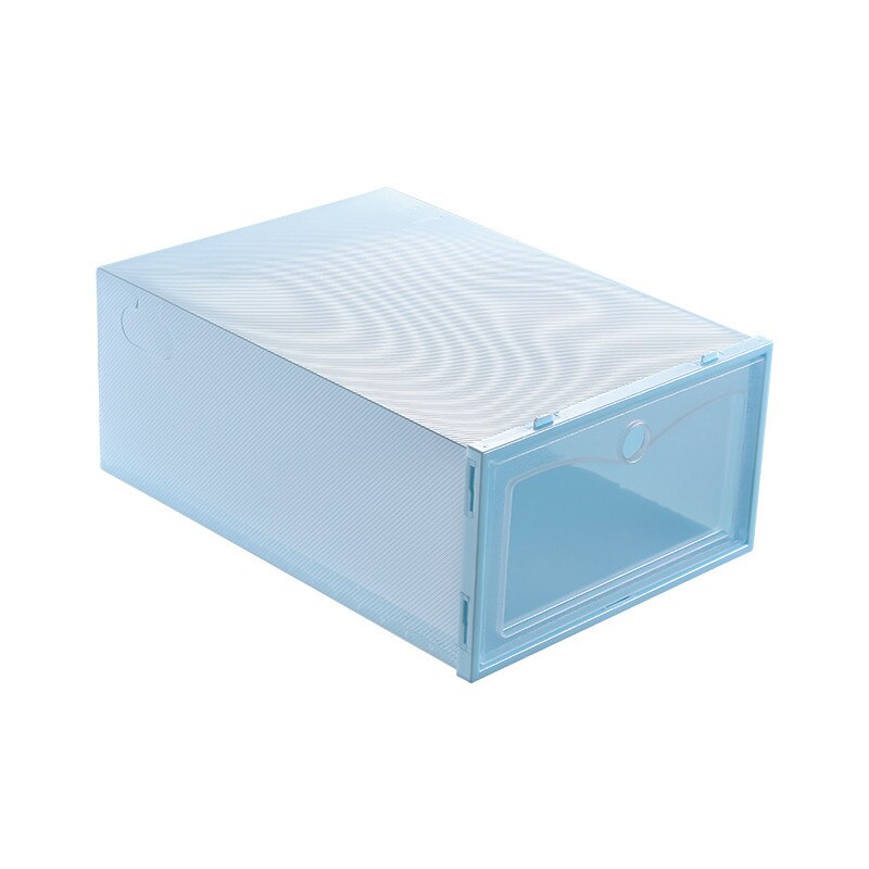 1PC Foldable Clear Shoes Storage Box Plastic Stackable Shoe Organizer Stackable Space Saving Modern Shoebox Shoes Display Case: S / Blue 