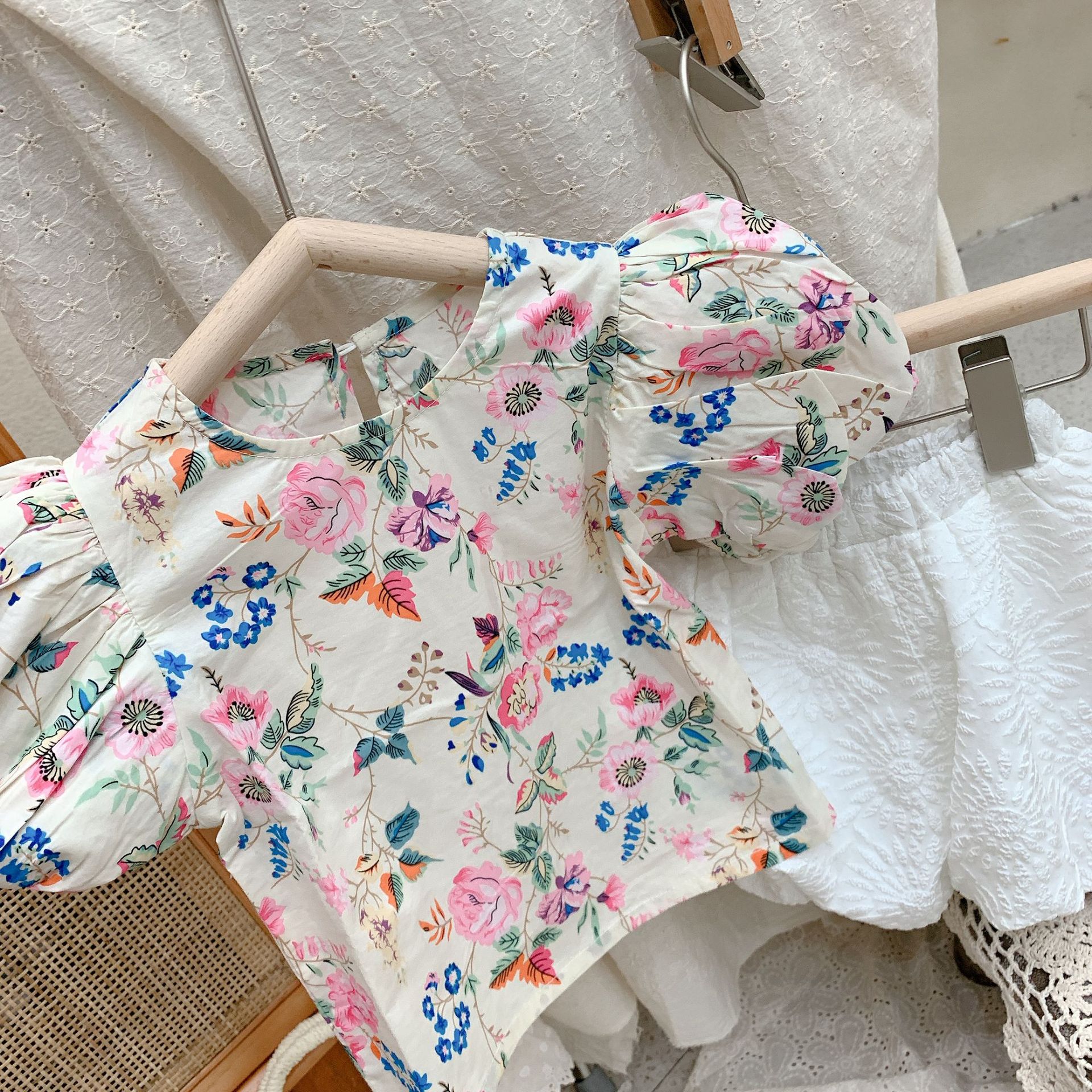 Shirts O-hals Kraag Korte Mouwen Regelmatige Lengte Print Eenvoudige Comfortabele Zachte Mode Licht Moderne Zomer Kinderen Meisjes: beige / 4T