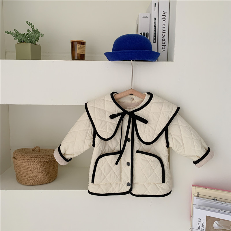 Koreaanse Stijl Baby Meisjes Dikker Warme Bovenkleding Winter Peuters Kinderen Katoen Gewatteerde Jassen Kinderen Kleding: Beige / 6T