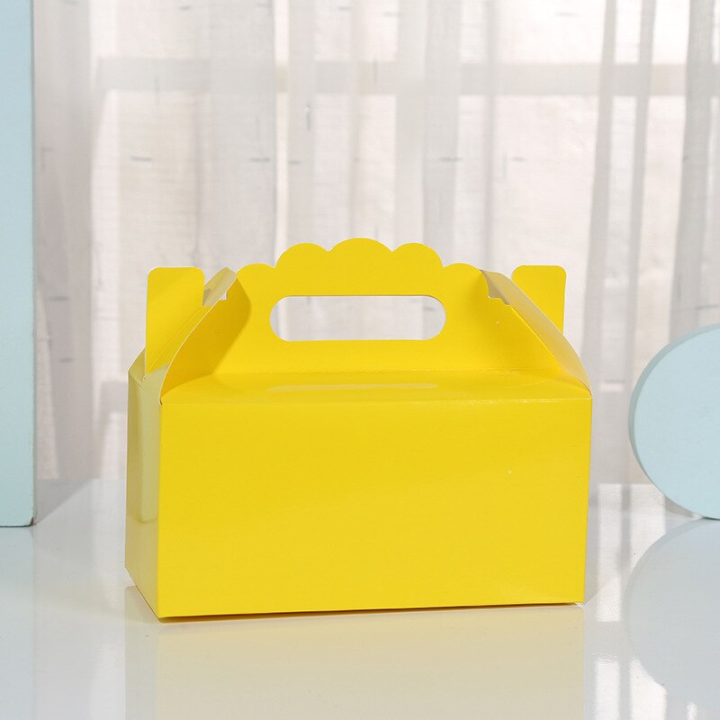 50 Pcs Kraftpapier Cake Opvouwbare Dozen Met Handvat Bruin Cupcake Doos Kerst Papier Kartonnen Taart Pakket Craft Cadeaupapier: YELLOW