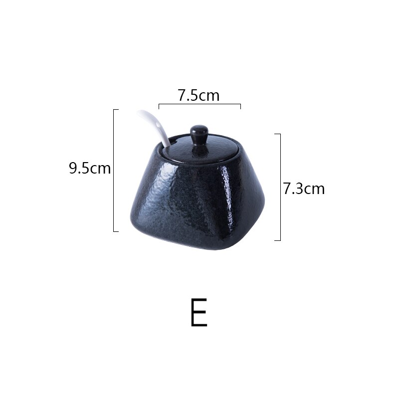Spice Jar Ceramic Spice Box Household Kitchen Spice Jar Set Chili Jar Combination Salt Monosodium Glutamate Condiment Bottle: E