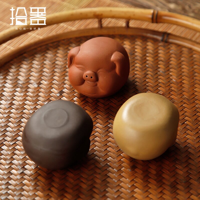Plateau à thé en forme de cochon, sable violet, décoration de table pour animaux de compagnie, boutique, peut soulever le thé aux couleurs changeantes, jouer à l'art du thé, accessoires