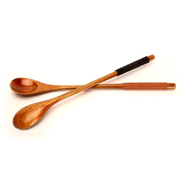 Tie draad roeren honing houten lepel met een lange handvat theelepel creatieve en wind lange handvat houten lepels dessertlepel