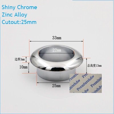 4 stk/parti mat sort krom zink plast skrivebordsbord skrivebordsgennemføring flange kabeludtag ryddeligt ledningshul dæksel pc ledningshåndtering: Zink krom 25mm